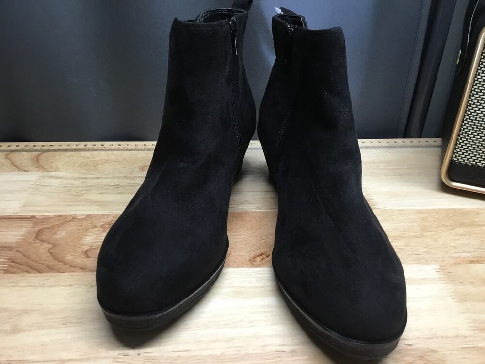 Aerosoles Brandi Women's 9.5 Black Wedge Heel Side Zip Round Toe Ankle Boots NWT